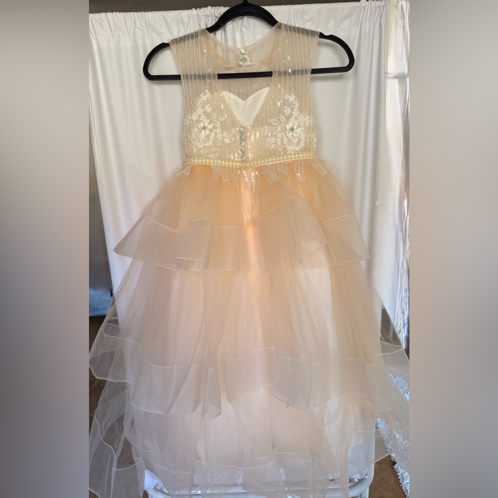 Elegant Cream and White Layered Gown